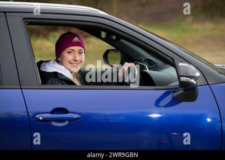 Am 28./01/22 Olympiasiegerin Laura Kenny überreicht ihr neues Toyota Yaris Cross. Alle Rechte vorbehalten: F Stop Press Ltd Stockfoto