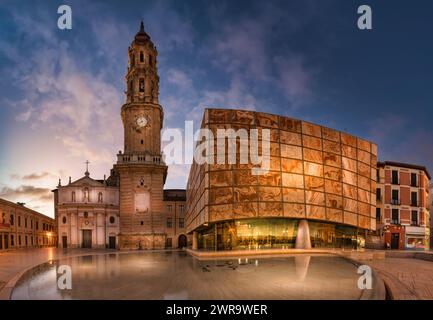 Außenansicht der Kathedrale von Saragossa La Seo, Aragon, Spanien Stockfoto