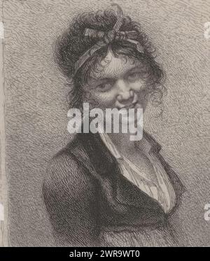 Porträt einer unbekannten Frau, möglicherweise Mrs. Mayer, Mademoiselle Mayer (Titel über Objekt), Druckerei: Léopold Flameng, nach Entwurf: Pierre Prud'Hon, 1860, Papier, Ätzung, Höhe 117 mm x Breite 94 mm, Druck Stockfoto