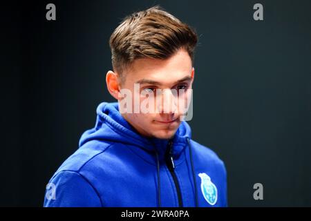 Francisco Conceicao des FC Porto während einer Pressekonferenz im Emirates Stadium in London. Bilddatum: Montag, 11. März 2024. Stockfoto