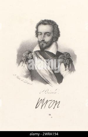 Porträt von Charles de Gontaut, Herzog von Biron, Biron (Titel auf Objekt), Druckerei: Anonym, Drucker: veuve Delpech (Naudet), Paris, in oder nach 1818 - in oder vor 1842, Papier, Höhe 276 mm x Breite 179 mm, Druck Stockfoto