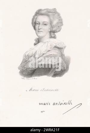 Porträt von Marie Antoinette von Österreich, Marie Antoinette (Titel auf Objekt), Druckerei: Anonym, Drucker: veuve Delpech (Naudet), Paris, ab 1818 - in oder vor 1842, Papier, Höhe 264 mm x Breite 174 mm, Druck Stockfoto