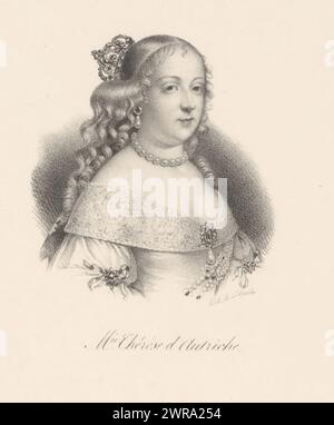 Porträt von Maria Theresia von Österreich, M.ie Thérèse d'Autriche (Titel über Objekt), Druckerei: Anonym, nach Malerei von Charles Beaubrun, Drucker: veuve Delpech (Naudet), Paris, in oder nach 1818 - in oder vor 1842, Papier, Höhe 193 mm x Breite 145 mm, Druck Stockfoto