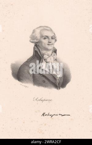 Porträt von Maximilien de Robespierre, Robespierre (Titel auf Objekt), Druckerei: Anonym, Drucker: veuve Delpech (Naudet), Paris, ab 1818 - in oder vor 1842, Papier, Höhe 271 mm x Breite 182 mm, Druck Stockfoto