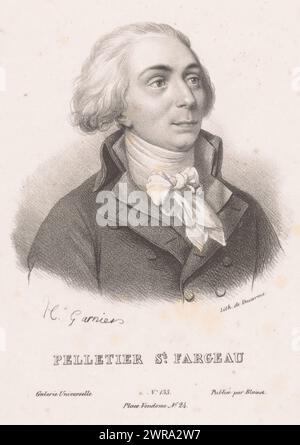 Porträt von Louis-Michel Lepeletier de Saint-Fargeau, Pelletier St. Fargeau (Titel über Objekt), Portrait Gallery of Blaisot (Titel der Serie), Galerie universelle (Titel der Serie über Objekt), Druckerei: Hippolyte Louis Garnier, Drucker: Pierre Francois Ducarme, (zugeschrieben zu Werkstatt von), Verlag: Blaisot, Paris, 1823, Papier, Höhe 222 mm x Breite 170 mm, bedruckt Stockfoto