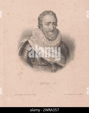 Porträt Heinrich IV. Von Frankreich, Henri IV. (Titel über Objekt), Druckerei: Anonym, Drucker: Joseph Rose Lemercier, Verlag: Chaillou, Paris, 1833 - 1837, Papier, Höhe 343 mm x Breite 244 mm, bedruckt Stockfoto