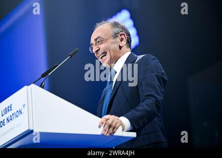 Paris, Frankreich. März 2024. Eric Zemmour bei der Eröffnungssitzung der rechtsextremen Partei Reconquete in Paris, Frankreich, am 10. März 2024. Quelle: Victor Joly/Alamy Live News Stockfoto