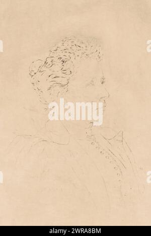 Porträt einer unbekannten Frau, möglicherweise Mrs. Elle, Druckerei: Georges Montenez, (signiert vom Künstler), 1896, Papier, Radierung, Trockenpunkt, Höhe 266 mm x Breite 183 mm, bedruckt Stockfoto