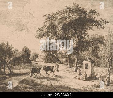 Gebet für eine Frauenkapelle, Druckerei: Hendrik Jozef Franciscus van der Poorten, 1799 - in oder vor 1841, Papier, Ätzen, Trockenspitze, Höhe 208 mm x Breite 250 mm, Druck Stockfoto