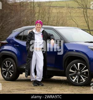 Am 28./01/22 Olympiasiegerin Laura Kenny überreicht ihr neues Toyota Yaris Cross. Alle Rechte vorbehalten: F Stop Press Ltd Stockfoto