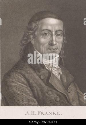 Porträt von A. H. Franke, Druckerei: Johann Friedrich Wilhelm Müller, 1792 - 1816, Papier, Gravur, Höhe 249 mm x Breite 195 mm, Druck Stockfoto