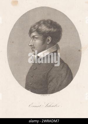 Porträt von Ernst Schulze, Druckerei: Friedrich Wagner, Deutschland, 1811 - nach 1850, Papier, Stahlstich, Höhe 149 mm x Breite 96 mm, Druck Stockfoto