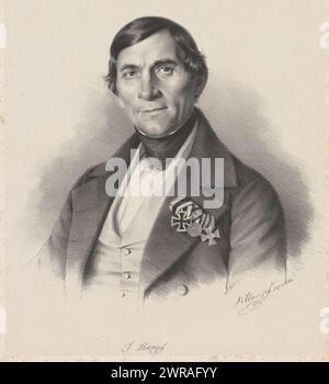 Porträt eines unbekannten Mannes, vielleicht ich Hampf, Signatur in Faksimile., Druckerei: Carl Friedrich Rudolf Hampf, 1820 - 1847, Papier, Höhe 610 mm x Breite 462 mm, Druck Stockfoto