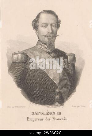 Porträt von Napoleon III., Napoléon III. Kaiser des Franzais (Titel auf Objekt), Druckerei: Victor Florence Pollet, nach Malerei von Franz Xaver Winterhalter, 1852 - 1870, Papier, Radierung, Höhe 106 mm x Breite 69 mm, Druck Stockfoto