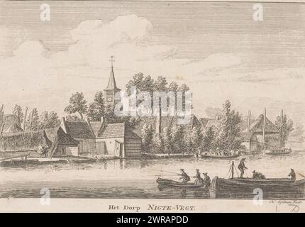 View of Nigtevecht, the Village of Nigtevecht (Titel auf Objekt), Druckerei: Hendrik Spilman, Haarlem, 1742 - 1784, Papier, Ätzen, Höhe 131 mm x Breite 194 mm, bedruckt Stockfoto