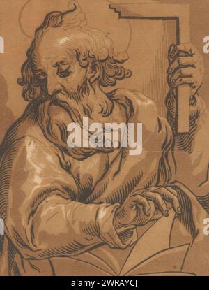 Apostel Thomas, Christus und die zwölf Apostel (Serientitel), Druckerei: Ludwig Büsinck, nach Entwurf: Georges Lallemand, Verlag: Melchior Tavernier, 1600–1669, Papier, Höhe 210 mm x Breite 159 mm, Druck Stockfoto