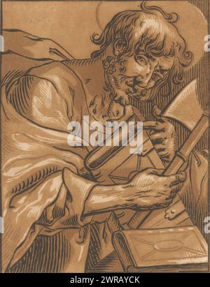 Apostel Mattias, Christus und die zwölf Apostel (Serientitel), Druckerei: Ludwig Büsinck, nach Entwurf: Georges Lallemand, Verlag: Melchior Tavernier, 1600 - 1669, Papier, Höhe 210 mm x Breite 160 mm, Druck Stockfoto