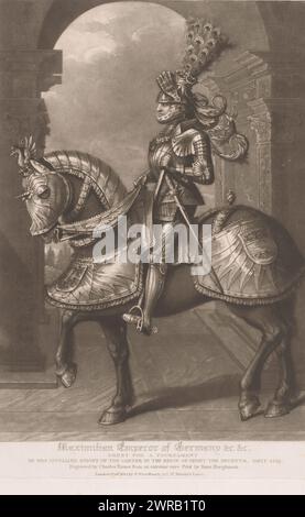 Porträt von Maximilian I. von Habsburg, Kaiser Maximilians von Deutschland &c.. &C (Titel auf Objekt), Porträts wichtiger Herrscher (Serientitel), Porträts von Royal Personnages (Serientitel), Druckerei: Charles Turner, nach Entwurf: Hans Burgkmair (I), Verlag: Samuel Woodburn, London, 1814, Papier, Ätzen, Höhe 366 mm x Breite 264 mm, bedruckt Stockfoto