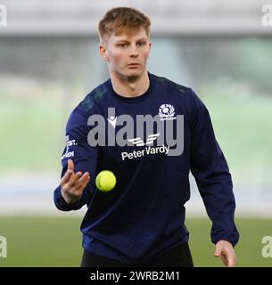 Oriam Sports Centre Edinburgh.Scotland.UK. 11. März 24 Zugang zum Training des Scotland Rugby Teams für das Auswärtsspiel gegen Irland Harry Patterson of Scotland Stockfoto