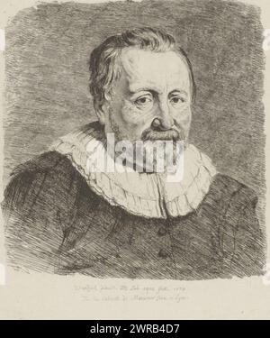 Porträt eines unbekannten Mannes, Druckerei: Jean Jacques de Boissieu, nach Malerei von Anthony van Dyck, Frankreich, 1770, Papier, Radierung, Höhe 241 mm x Breite 181 mm, bedruckt Stockfoto