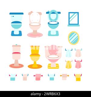 Separates Flachset Mit Toilette Stock Vektor