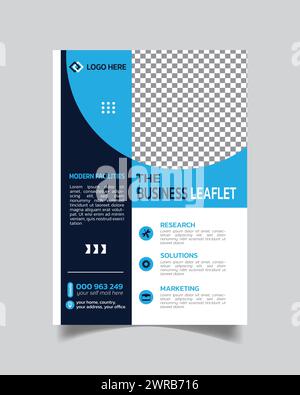 Stylus Trending Business Flyer oder Modern Business Faltblatt Blau und weiß Stock Vektor