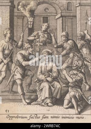 Mockery, Life, Passion and Auferstehung Christi (Serientitel), Vita, passio et resurrectio Jesu Christi (Serientitel), Spiegelbild links unten: 15., Druckerei: Heinrich Ulrich, Deutschland, 1582 - 1671, Papier, Gravur, Höhe 88 mm x Breite 68 mm, bedruckt Stockfoto
