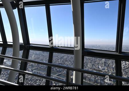 Tokyo Skytree Window auf tembo galleria Window Floor 450 – Sumida City, Tokio, Japan – 27. Februar 2024 Stockfoto