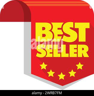 Bestseller. Rotes Band, oberes Lesezeichen. Vektorbanner auf transparentem Hintergrund Stock Vektor