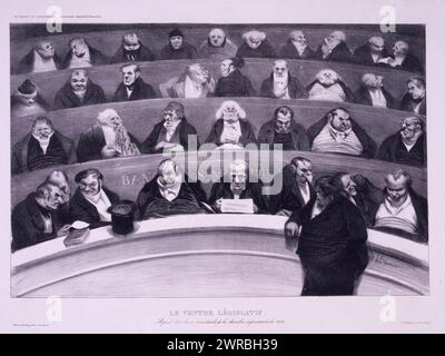 Le ventre Legatif, 1834. Aspect des bancs ministériels de la chambre improstituée de 1834, H. Daumier., Druck zeigt die Mitglieder der französischen Legislaturperiode in der Sitzung., Daumier, Honoré, 1808-1879, Künstler, Paris: Chez Aubert, galerie véro dodat 1834 (Paris: L. de Becquet, rue Furstemberg, 6), gesetzgebende Organe, Frankreich, Paris, 1830-1840, Lithographien, 1830-1840., Protestwerke, 1830-1840, Lithografien, 1830-1840, 1 Druck: Lithografie Stockfoto