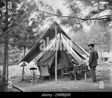 Harrison's Landing, Virginia. Hauptquartier des Signal Corps, Gardner, Alexander, 1821-1882, Fotograf, 1862 Aug., Vereinigte Staaten, Geschichte, Bürgerkrieg, 1861-1865, Glasnegative, 1860-1870, Stereographen, 1860-1870, 1 negativ: Glas, Stereograph, feuchtes Kollodion, 4 x 10 Zoll Stockfoto