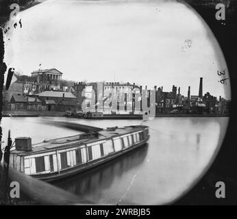 Richmond, Virginia. Kanalbecken. (Burnt District and Capitol Building im Hintergrund), 1865 April, Vereinigte Staaten, Geschichte, Bürgerkrieg, 1861-1865, Glasnegative, 1860-1870, Stereographen, 1860-1870, 1 negativ: Glas, Stereogramm, nasses Kollodion, 4 x 10 Zoll Stockfoto