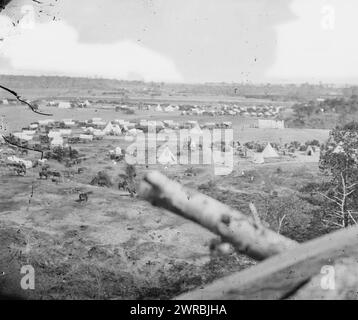 Cumberland Landing, Virginia. Bundeslager auf der Pamunkey, Gibson, James F., 1828, Fotograf, 1862. Mai, Vereinigte Staaten, Geschichte, Bürgerkrieg, 1861-1865, Glasnegative, 1860-1870, Stereographen, 1860-1870, 1 negativ: Glas, Stereograph, feuchtes Kollodion, 4 x 10 Zoll Stockfoto