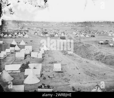 Cumberland Landing, Virginia. Bundeslager auf der Pamunkey, Gibson, James F., 1828, Fotograf, 1862. Mai, Vereinigte Staaten, Geschichte, Bürgerkrieg, 1861-1865, Glasnegative, 1860-1870, Stereographen, 1860-1870, 1 negativ: Glas, Stereograph, feuchtes Kollodion, 4 x 10 Zoll Stockfoto