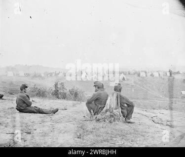 Cumberland Landing, Virginia. Bundeslager auf der Pamunkey, Gibson, James F., 1828, Fotograf, 1862. Mai, Vereinigte Staaten, Geschichte, Bürgerkrieg, 1861-1865, Glasnegative, 1860-1870, Stereographen, 1860-1870, 1 negativ: Glas, Stereograph, feuchtes Kollodion, 4 x 10 Zoll Stockfoto