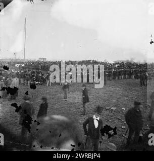 Auf dem Soldiers' National Cemetery in Gettysburg, Pennsylvania, hielt Präsident Abraham Lincoln seine Gettysburg-Ansprache bei der Einweihung. Gardner, Alexander, 1821-1882, Fotograf, 19. November 1863, Vereinigte Staaten, Geschichte, Bürgerkrieg, 1861-1865, Glasnegative, 1860-1870, Stereographen, 1860-1870, 1 negativ: Glas, Stereograph, feuchtes Kollodion, 4 x 10 Zoll Stockfoto