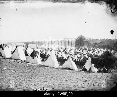 Cumberland Landing, Virginia. Stadt der Zelte. Lager der Armee der Potomac, 1862. Mai, Vereinigte Staaten, Geschichte, Bürgerkrieg, 1861-1865, Glasnegative, 1860-1870, Stereographen, 1860-1870, 1 negativ: Glas, Stereogramm, nasses Kollodion, 4 x 10 Zoll Stockfoto