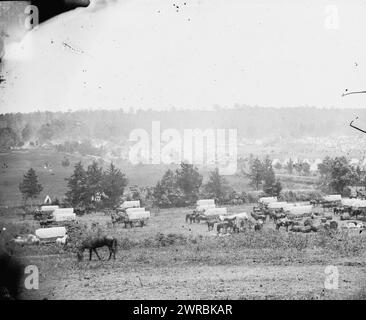 Cumberland Landing, Virginia. Lager der Armee der Potomac, Gibson, James F., 1828, Fotograf, 1862., Vereinigte Staaten, Geschichte, Bürgerkrieg, 1861-1865, Glasnegative, 1860-1870., Stereographen, 1860-1870, Glasnegative, 1860-1870, 1 negativ (2 Platten): Glas, Stereogramm, feuchtes Kollodion Stockfoto