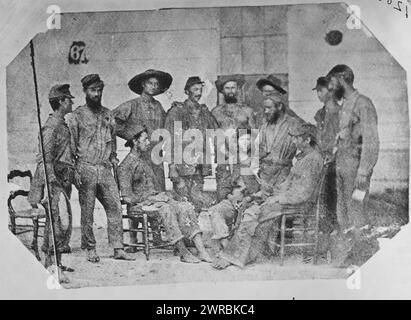 Unteroffiziere, 19. Iowa Infanterie, tauschten Gefangene aus Camp Ford, Texas aus. Fotografiert in New Orleans bei ihrer Ankunft, zwischen 1861 und 1869, Vereinigte Staaten, Geschichte, Bürgerkrieg, 1861–1865, Glas-negative, 1860-1870, 1 negativ: Glas, feuchtes Kollodion Stockfoto