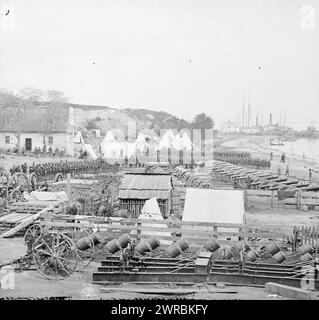 Yorktown, Virginia Federal Artillery Park, Foto vom wichtigsten östlichen Kriegsschauplatz, der Peninsular Campaign, Mai-August 1862., 1862. Mai, Vereinigte Staaten, Geschichte, Bürgerkrieg, 1861-1865, Ausrüstung und Zubehör, Stereographen, 1860-1870., Stereographen, 1860-1870, Nass-Kollodeonnegative, 1 negativ (2 Platten): Glas, Stereograph, Nass-Kollodium Stockfoto