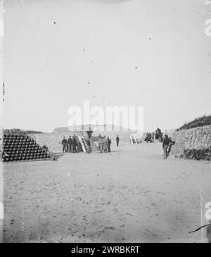 Charleston, South Carolina (Umgebung). Inneres des Forts     auf Morris Island, 1865., Vereinigte Staaten, Geschichte, Bürgerkrieg, 1861-1865, Glasnegative, 1860-1870., Stereographen, 1860-1870, Glasnegative, 1860-1870, 1 negativ (2 Platten): Glas, Stereogramm, nasses Kollodion Stockfoto