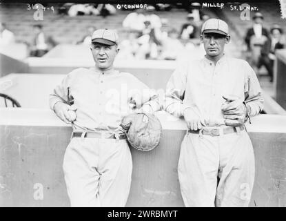 Paddy O'Connor & Dots Miller, St. Louis NL (Baseball), Foto zeigt die Baseballspieler John Barney 'Dots' Miller (1886–1923) und Patrick Francis O'Connor (1879–1950)., 1914 Aug, 11, Glas-negative, 1 negativ: Glas Stockfoto