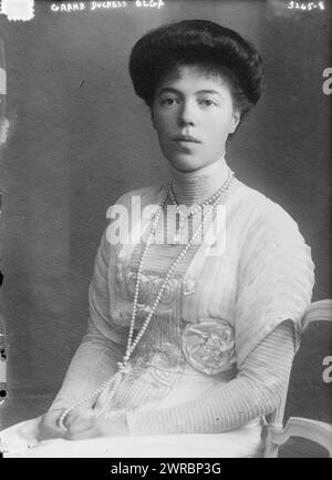 Großherzogin Olga, Foto zeigt Großherzogin Olga Alexandrowna von Russland (1882–1960), Tochter von Kaiser Alexander III. Von Russland., zwischen ca. 1910 und ca. 1915, Glasnegative, 1 negativ: Glas Stockfoto