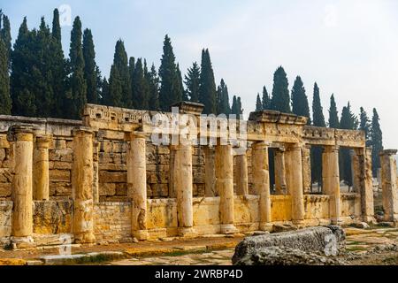 Säulen entlang der Hauptstraße der antiken Stadt Hierapolis, Türkei Stockfoto