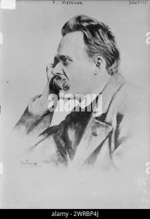 F. Nietzsche, Foto zeigt den deutschen Dichter und Philosophen Friedrich Wilhelm Nietzsche (1844-1900)., zwischen ca. 1910 und ca. 1915, Glasnegative, 1 negativ: Glas Stockfoto