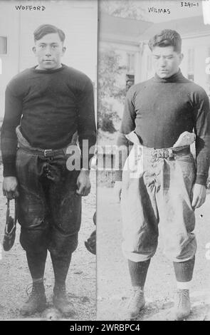 Wofford, Wilmas, d.h. Welmas, Foto zeigt Jesse Wofford und Phil Welmas, Fußballspieler der Carlisle Indian School, 14. November 1914, Glass negative, 1 negative: Glass Stockfoto