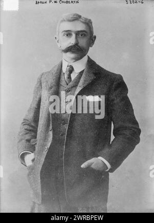 Baron P. de Coubertin, Foto zeigt Pierre de Frédy, Baron de Coubertin (1863–1937), der ein französischer Pädagoge war und das Internationale Olympische Komitee gründete., 7. Januar 1915, Glass negative, 1 negative: Glass Stockfoto