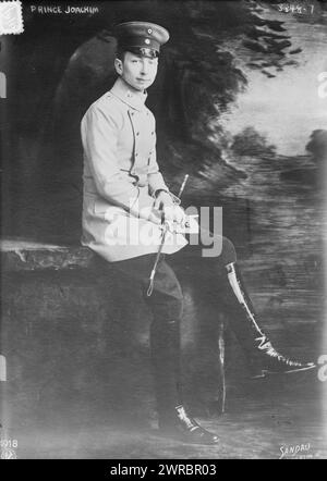 Prinz Joachim, Foto zeigt Prinz Joachim Franz Humbert von Preußen (1890-1920), den jüngsten Sohn von Wilhelm II., Deutscher Kaiser., 1915 Jan. 26, Glasnegative, 1 negativ: Glas Stockfoto