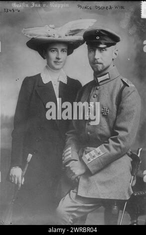 Prinz Oscar & Ehefrau, Foto zeigt Gräfin Ina von Ruppin (Gräfin Ina Marie von Bassewitz) (1888–1973) mit ihrem Ehemann Prinz Oskar von Preußen (1888–1958), Sohn Wilhelms II., zwischen ca. 1910 und ca. 1915, Glasnegative, 1 negativ: Glas Stockfoto