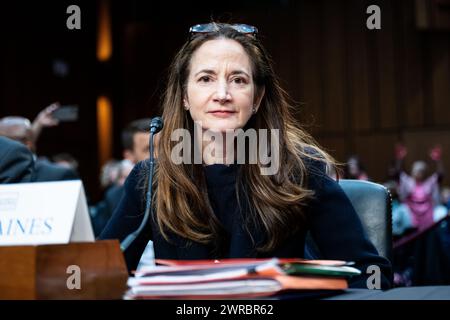Washington, Usa. März 2024. Avril Haines, Director of National Intelligence, wurde bei einer Anhörung des Geheimdienstkomitees des Senats im US-Kapitol gesehen. Quelle: SOPA Images Limited/Alamy Live News Stockfoto